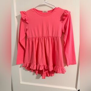 Pink Ruffled Long Sleeve Kids Top 9/10